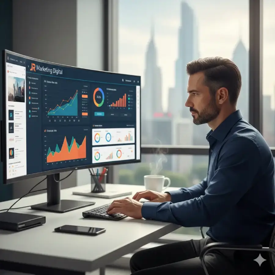 Profissional de marketing digital da agência JR MDigital